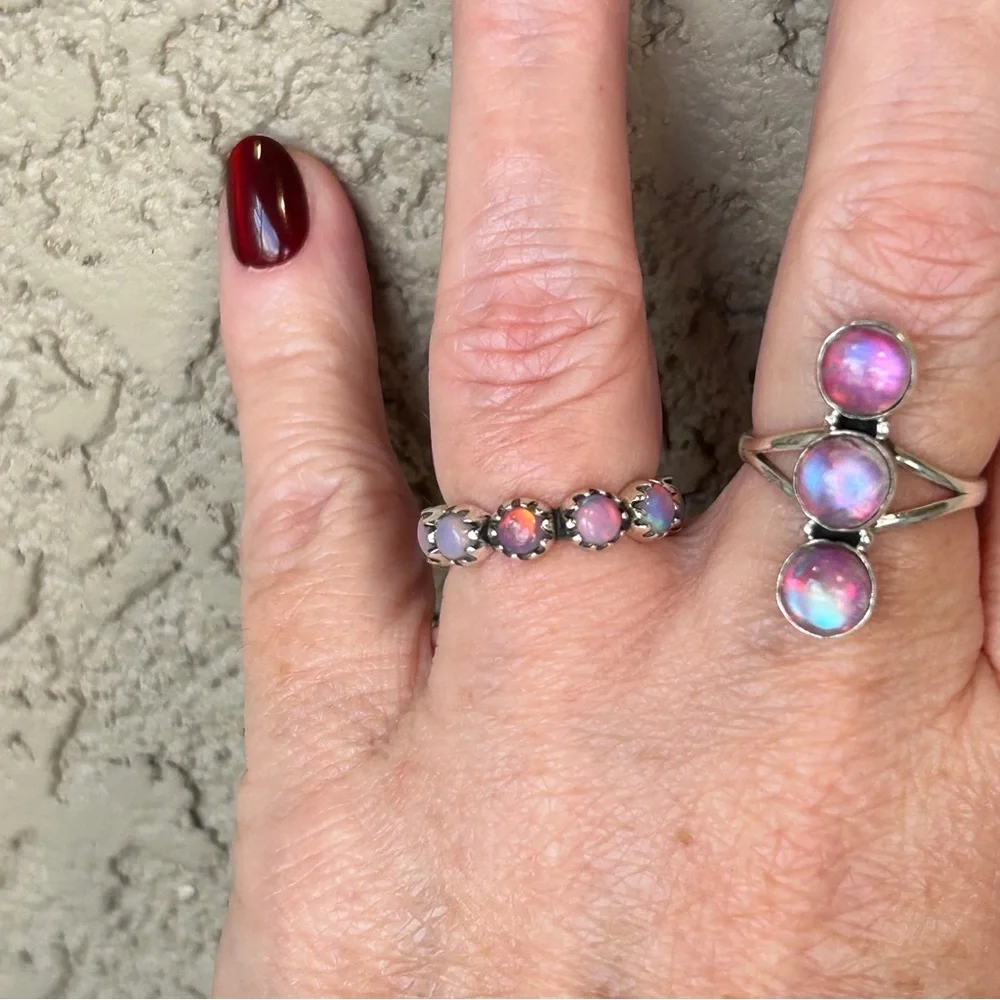 925 Sterling Silver Opal Eternity Ring